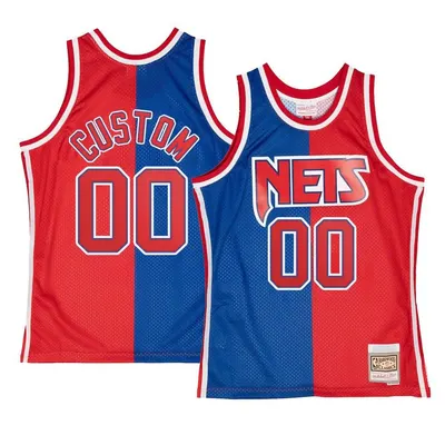 Brooklyn Nets Retro Custom #00 Jersey Blue Red Split