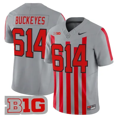 Buckeyes 614 Ohio State Buckeyes Throwback Jersey Stitched - Gray