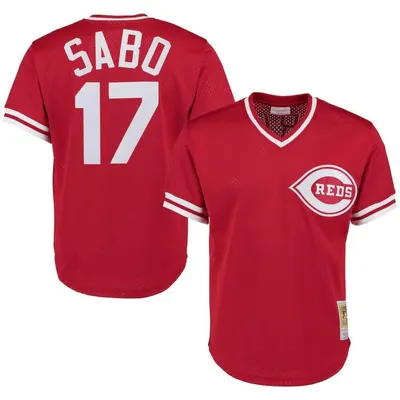 Chris Sabo #17 Cincinnati Reds Throwback Mesh Pullover Limited Jersey - Red