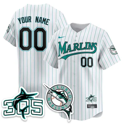 Custom Miami Marlins Throwback Jersey Stitched - White