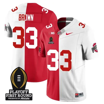 Devin Brown #33 Ohio State Buckeyes Playoff First Round Patch Limited Jersey - Split