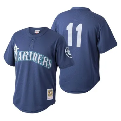 Edgar Martinez #11 Seattle Mariners Throwback Mesh Pullover Limited Jersey - Navy