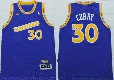 Warriors #30 Stephen Curry Blue Throwback Jersey